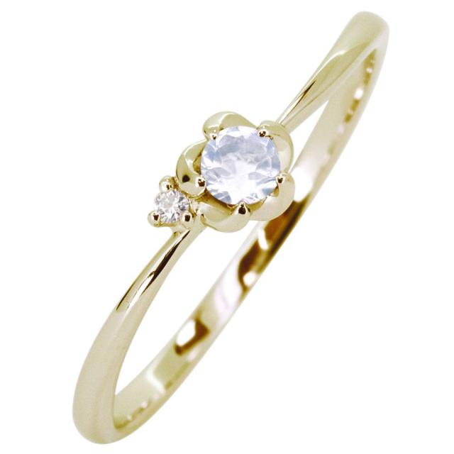 指輪 6月 誕生石 ピンキーリング 10金 ブルームーンストーン コメット 指輪 彗星 ミル レディース 2024 ホワイトデー　お返し