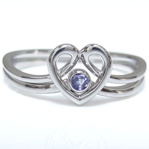 ファランジリング ハート リング K10 指輪 華奢 タンザナイト ピンキーリングの通販は