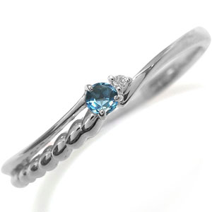 プラチナ ミディリング ブルートパーズ ピンキーリングの通販は