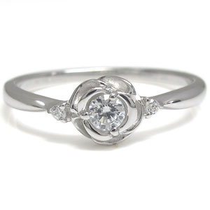 L.L.Bean ハンティングジャケット エンゲージリング ダイヤモンド リング 18金 フラワー 指輪