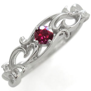 ファランジリング 誕生石 唐草 指輪 10金 ピンキーリングの通販は