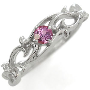 アラベスク・リング・唐草・リング・ピンクサファイア・指輪・K10