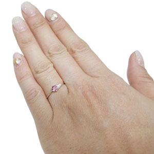 K18 指輪 ピンクトルマリン 一粒 シンプル リング