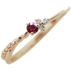 ルビー・ミディ・リング・指輪・10金・ピンキーリングの通販は
