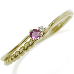 ファランジリング 誕生石 ピンキーリング 華奢 10金 指輪