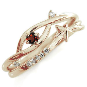 ガーネット リング 星 スター 指輪 ピンキーリングの通販は