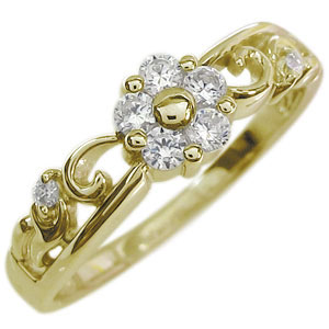 アメジスト エンゲージリング フラワー 花 K18 婚約指輪 安い 18金 アメジスト 指輪 婚約指輪 K18 エンゲージリング 2月