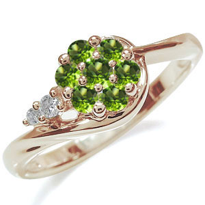 agate ネックレス　k10 ゴールド　ダイヤモンド　0.03ct フラワー・指輪・花・リング・10金・ペリドットリング