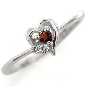 ガーネット・ハートモチーフ・リング・10金・指輪の通販は 16,259円