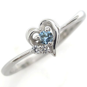 ハート リング アクアマリンサンタマリア リング K18 指輪