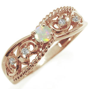 オパール リング 18金 アラベスク 唐草デザイン リング 指輪の通販は