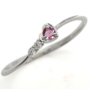プラチナ ピンクトルマリン 指輪 ハートモチーフ リング ファランジリングの通販は 20,294円
