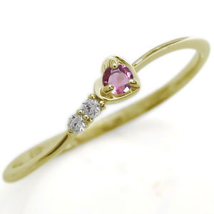 ハート・ピンクトルマリン・ピンキーリング・18金・指輪・ファランジリングの通販は