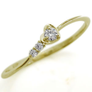 ハート・ダイヤモンド・ピンキーリング・18金・指輪・ファランジリングの通販は