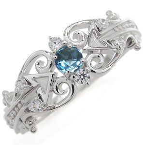 プラチナ リング ブルートパーズ リング キューピット 矢 指輪の通販は指輪・リング