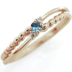 ブルートパーズ 指輪 シンプルリング ピンキーリング 10金