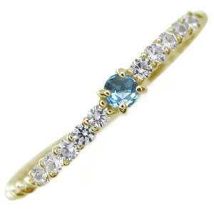 ブルートパーズ・リング・10金・ピンキーリング・指輪・ファランジリングの通販は