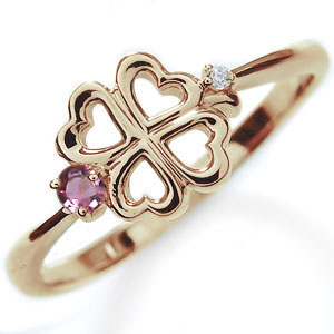 ピンクトルマリン クローバー リング 10金 指輪 ピンキーリングの通販は 32,600円