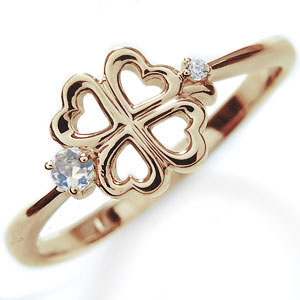 ロイヤルブルームーンストーン クローバー リング 10金 指輪 ピンキーリング