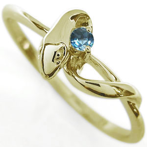 スネークリング・ブルートパーズリング・18金・蛇・指輪