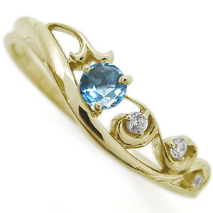 唐草リング アラベスク リング ブルートパーズ リング 10金 指輪