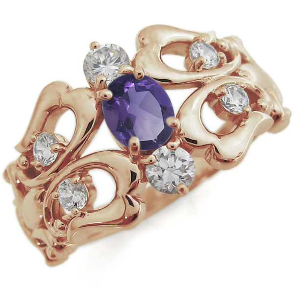 クロスリング アメジスト 百合の紋章 唐草 18金 指輪 クロスリング・アメジスト・百合の紋章・唐草・18金・指輪