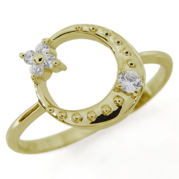 ダイヤモンド 星 月 スターリング 指輪 K10 一粒の通販は