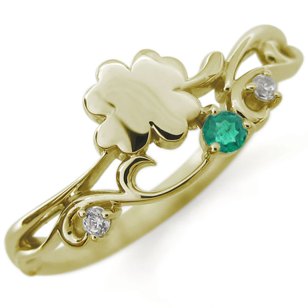 クローバーリング エメラルド ファランジリング ピンキーリング 四葉 指輪