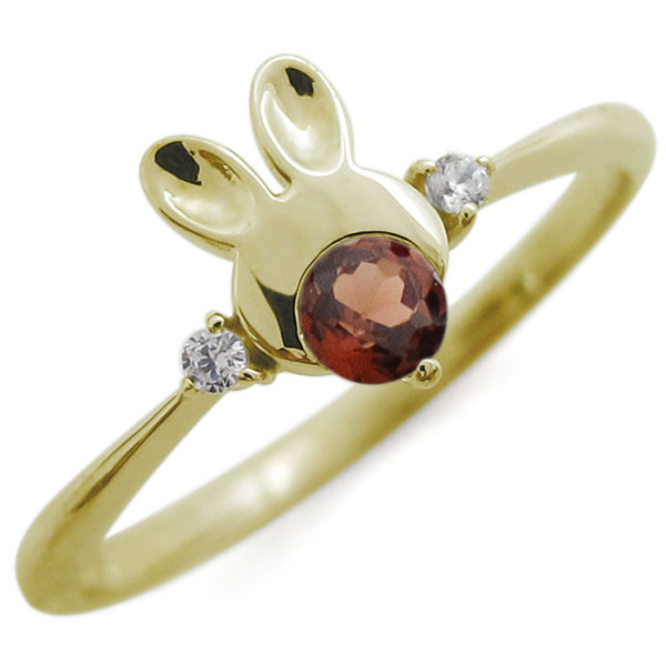 ガーネット うさぎモチーフ ラビット リング K10 兎 指輪の通販は 26,530円