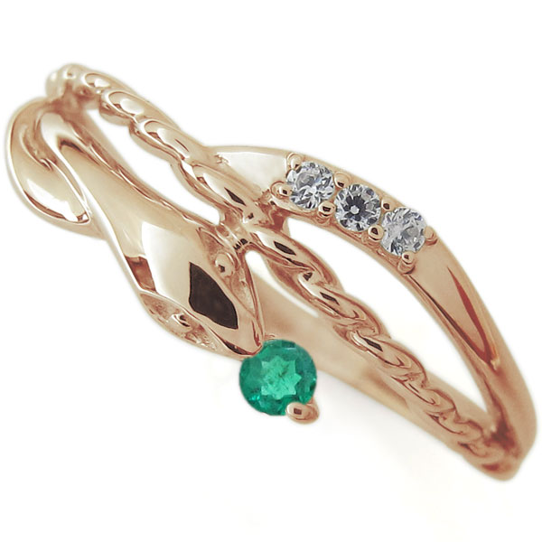 ピンキーリング・エメラルド・スネークリング・指輪・K18の通販は