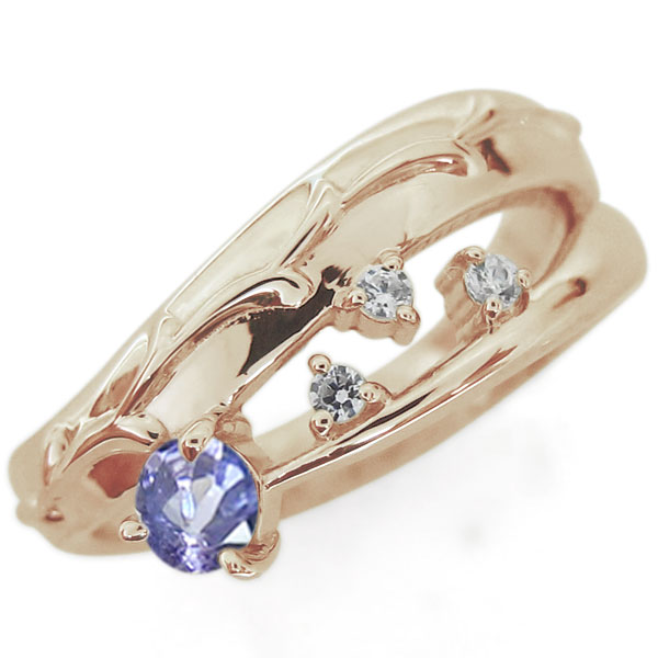 アラベスク 唐草 タンザナイトリング 指輪 ピンキー ファランジリング K18の通販は