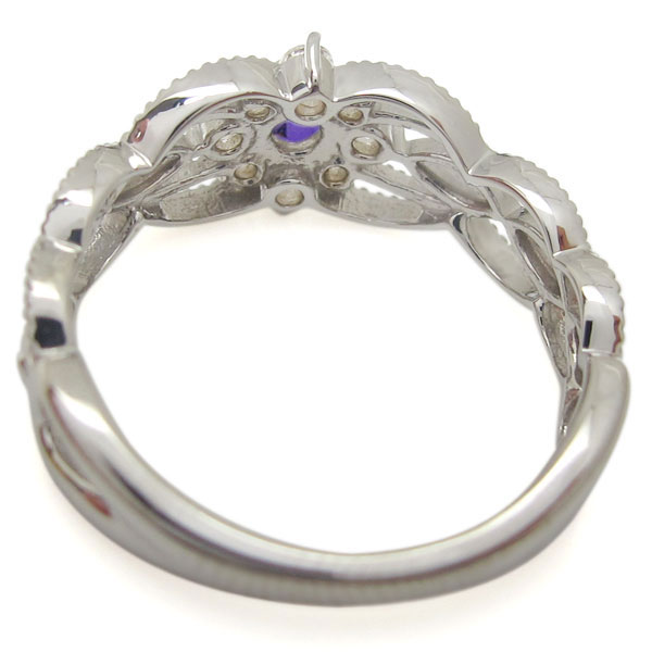 アメジストリング アンティーク調 取り巻き リング ミル打ち 指輪 K10の通販は