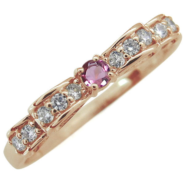 リボン・リング・ピンクトルマリン・指輪・ピンキーリング