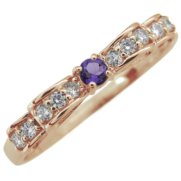 リボン・リング・アメジスト・指輪・ピンキーリング