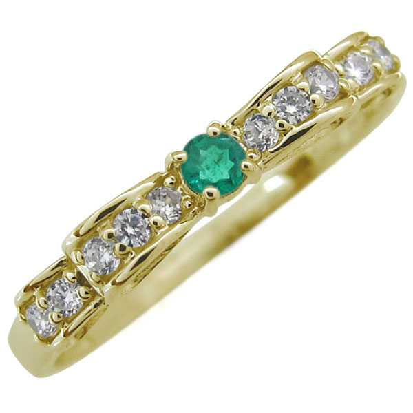 3号 様 リボン・リング・エメラルド・指輪・ピンキーリング 指輪・リング