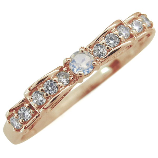 リボン・リング・ロイヤルブルームーンストーン・指輪・ピンキーリング