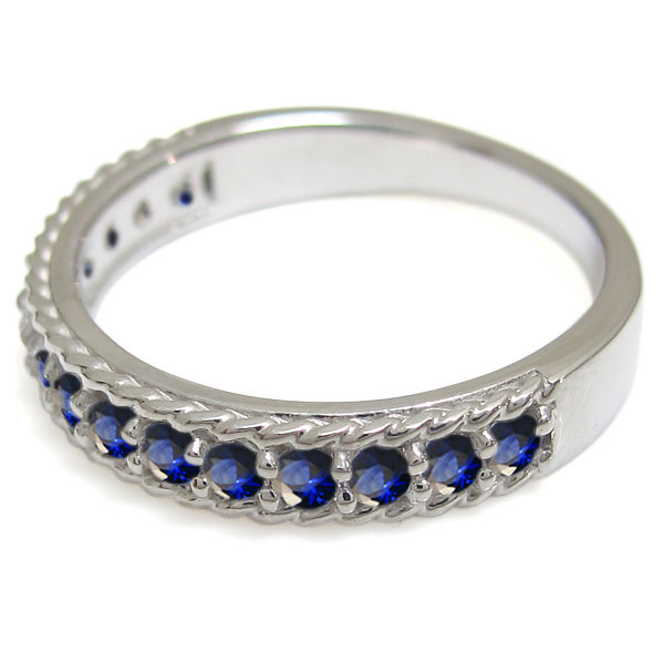 サファイア ハーフエタニティリング ロープリング K10 指輪