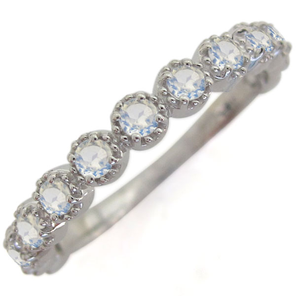 指輪 18金 指輪 ブルームーンストーン ミル ダイヤモンド ピンキーリング レディース 6月 誕生石 2024 母の日 花以外