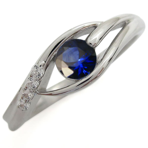 シンプル プラチナリング サファイア 指輪 一粒リング