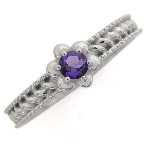 指輪 レディース おしゃれ プラチナリング アメジスト フラワーリング