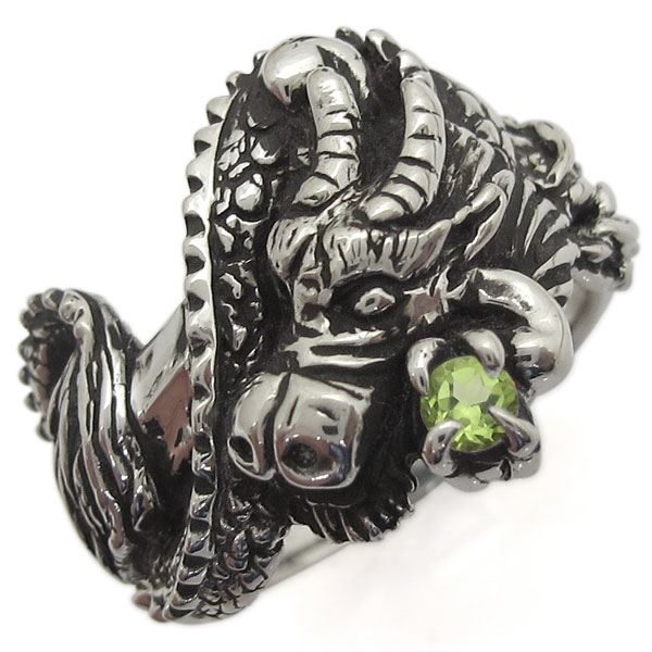 シルバーリング 龍 メンズ 指輪 ドラゴン ペリドットの通販は 9,576円