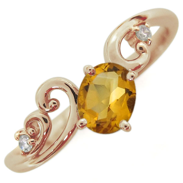 K10 シトリンリング オーバル 唐草 指輪 111月誕生石