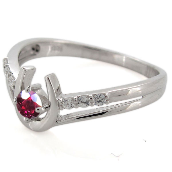 指輪 ルビー ホースシュー 馬蹄 7月誕生石 ダイヤモンド 0.2ct プラチナ900 pt900 レディース ジュエリー アクセサリー メンズ 指輪 馬蹄 ホースシュー 7月誕生石 ルビー 18金 父の