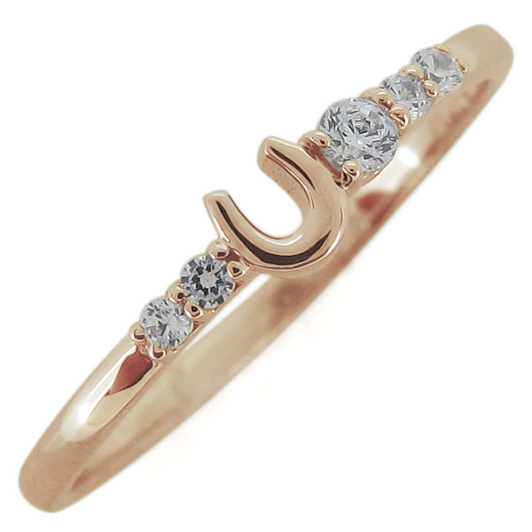 ダイヤモンド 指輪 レディース 馬蹄リング 華奢 10金の通販は
