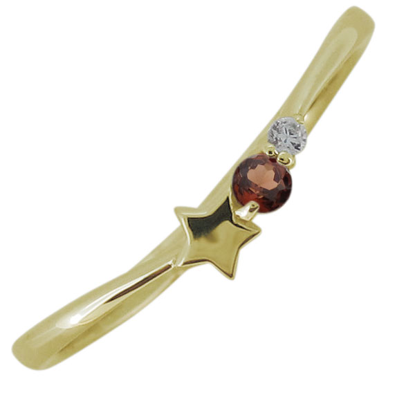 ガーネット 指輪 星モチーフ レディース スター 華奢 18金の通販は
