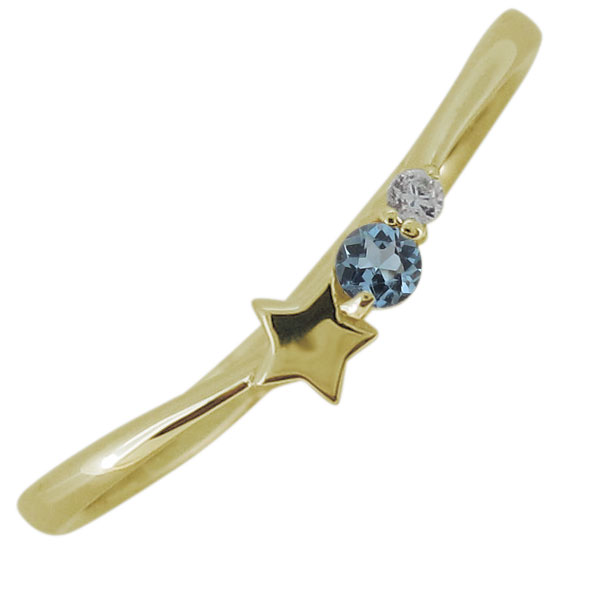 アクアマリンサンタマリア 指輪 星モチーフ レディース スター 華奢 18金の通販は