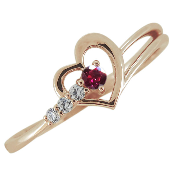 ルビーリング オープンハート レディース 指輪 10金の通販は