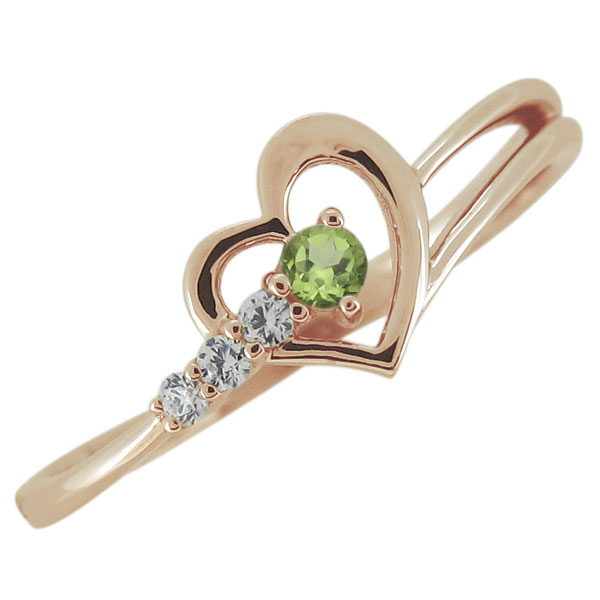 ペリドットリング オープンハート レディース 指輪 10金の通販は指輪・リング