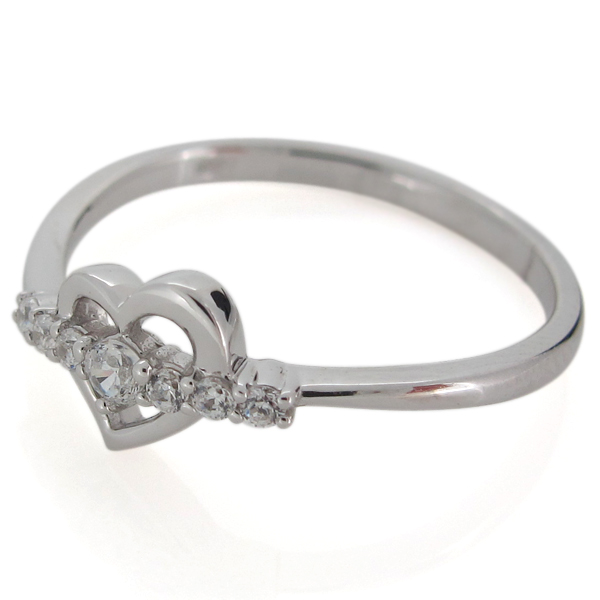 ダイヤモンド 指輪 オープンハート レディース ハートリング 18金