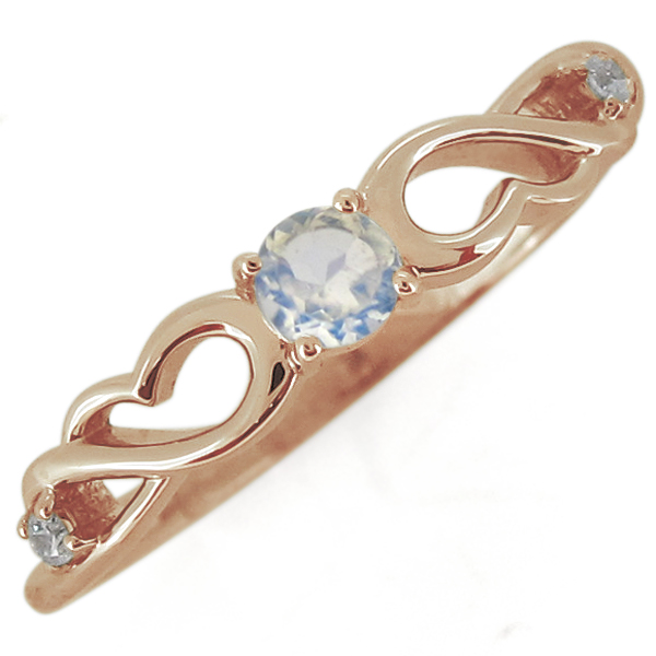 指輪・ロイヤルブルームーンストーン・レディースリング・羽根・フェザー・10金・6月誕生石